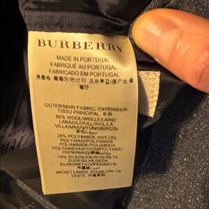 Gray Blue Blazer from Burberry LONDON. With Leather trim. 2 button front.